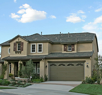 Two-story beige residential home